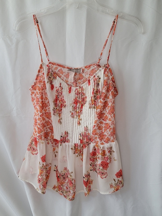 Forever 21 Tops - Y2K Forever 21 White Floral Peplum Cami Top